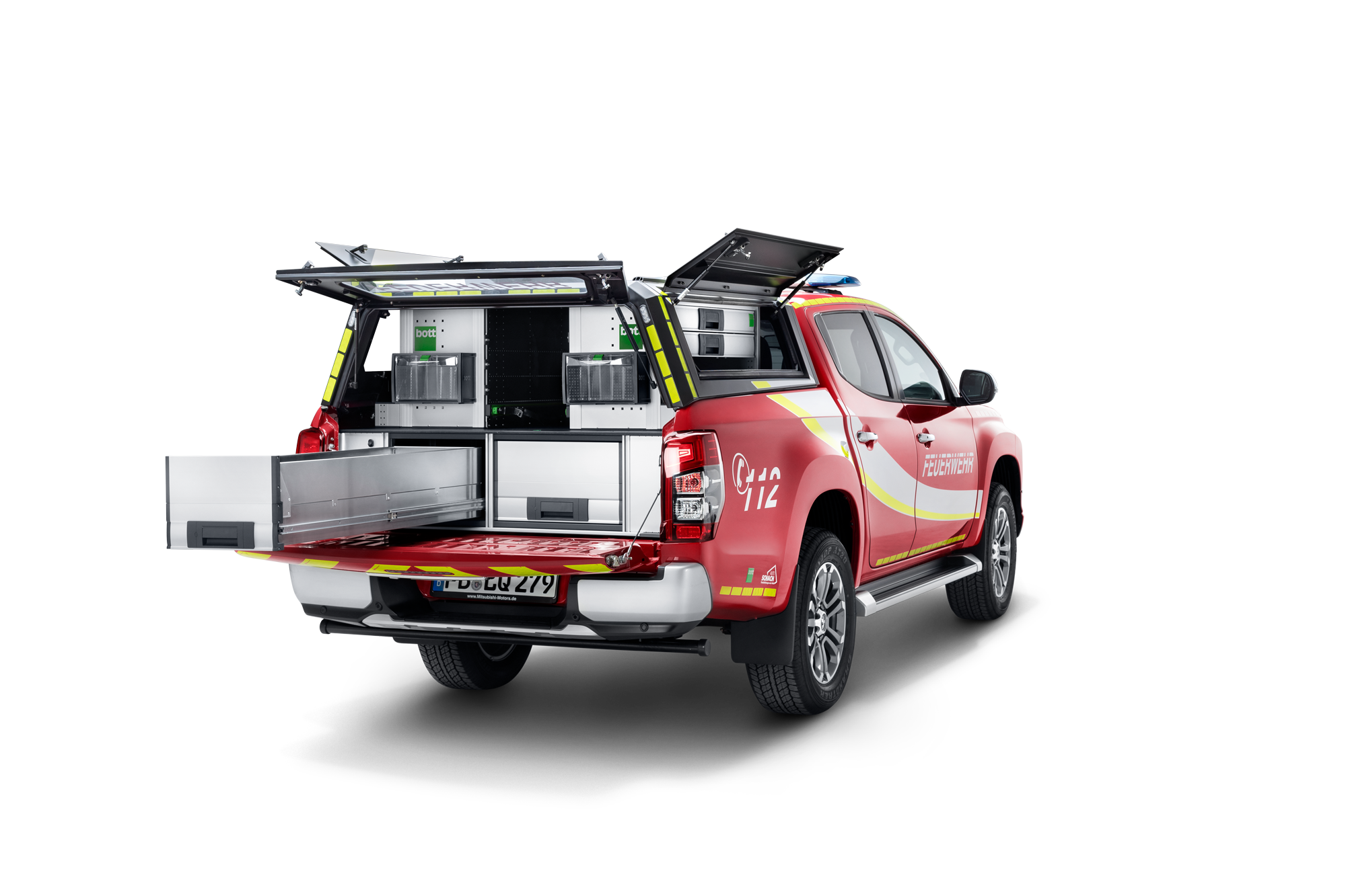 Voertuigapparatuur voor platformvoertuigen, bijvoorbeeld apparatuur voor een Mitsubishi-brandweerwagen